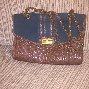 Forever 21 green velvet and brown patterned purse